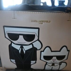 Karl Lagerfeld Cream and Black Shoulder Bag